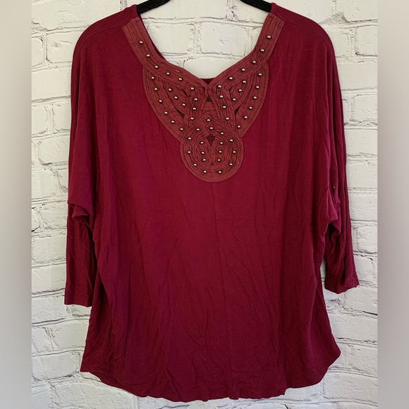 Harley Davidson Women’s Embellished Cabernet Lace Detail Shirt Size Large - Picture 2 of 7